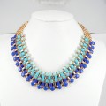 891024-210 Blue Beads Necklace in Gold